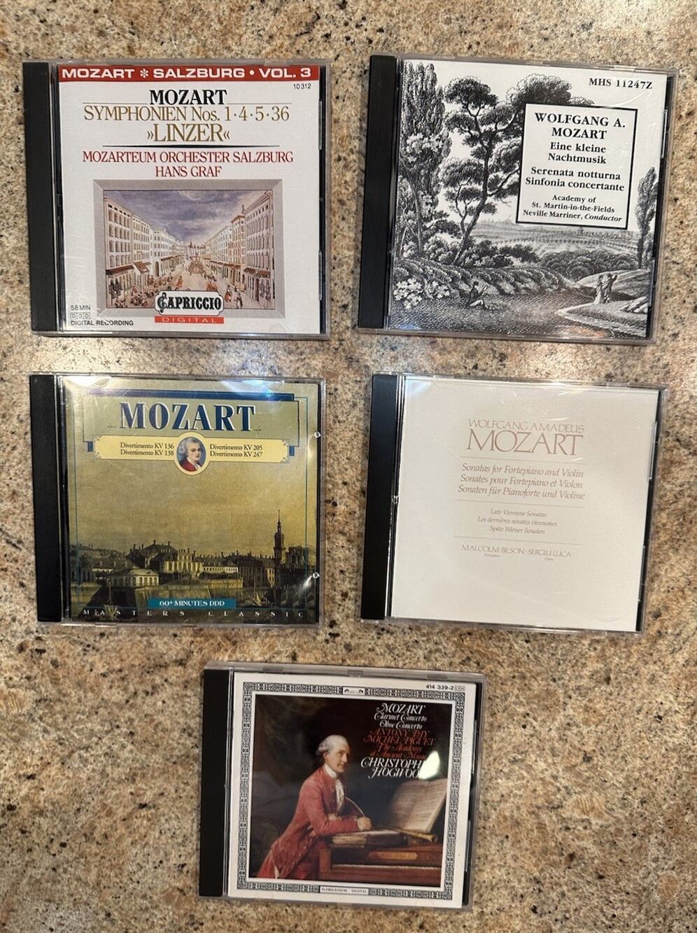 5 Music CDs Classical Music Set- WOLFGANG A.MOZART & More EUC!